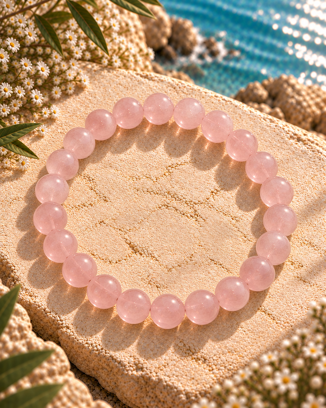 Rose Quartz Bracelet – Natural Love & Heart Crystal