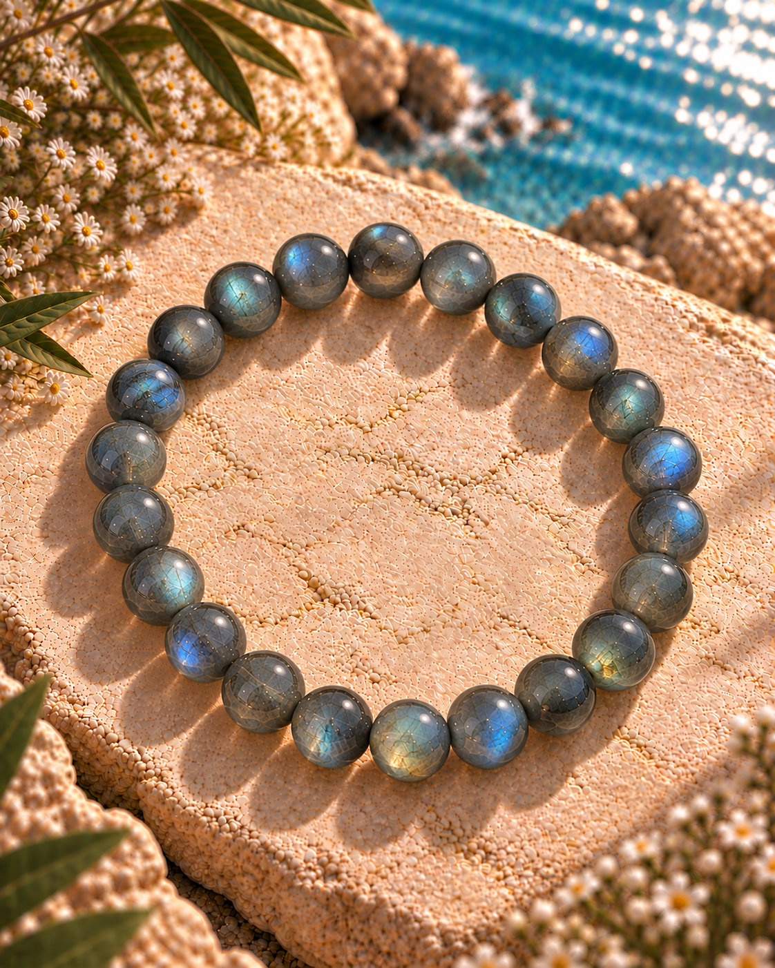 Labradorite (Angel Aura Quartz) Bracelet – Natural Labradorite Crystal for Intuition & Protection