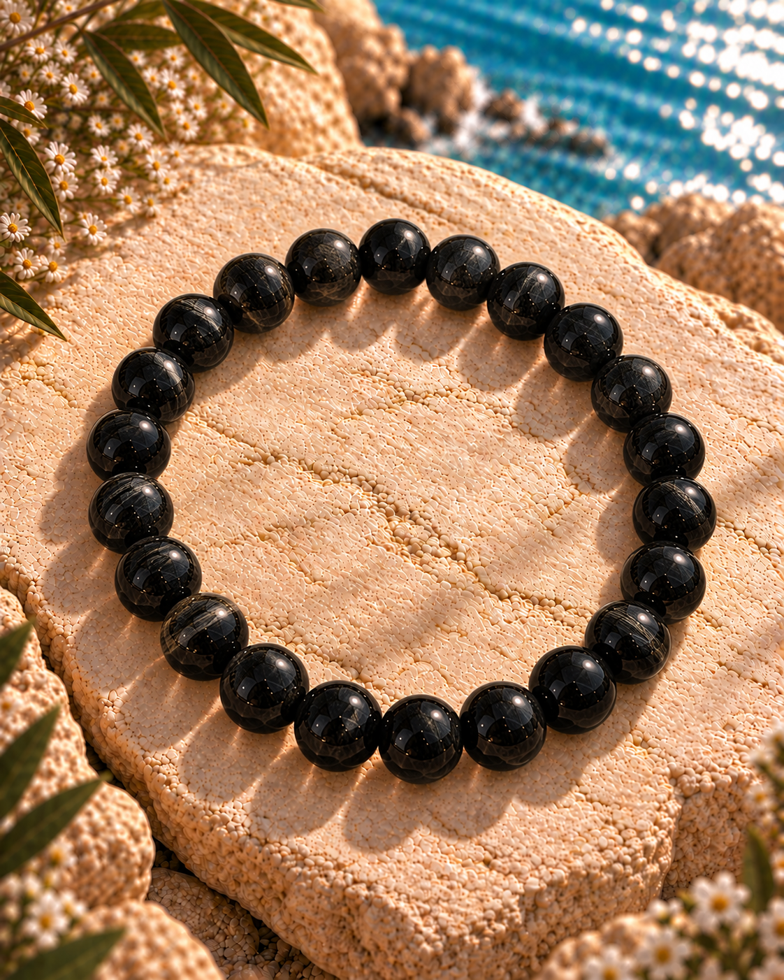 Black Tourmaline Bracelet – Natural Black Tourmaline Crystal for Protection & Grounding