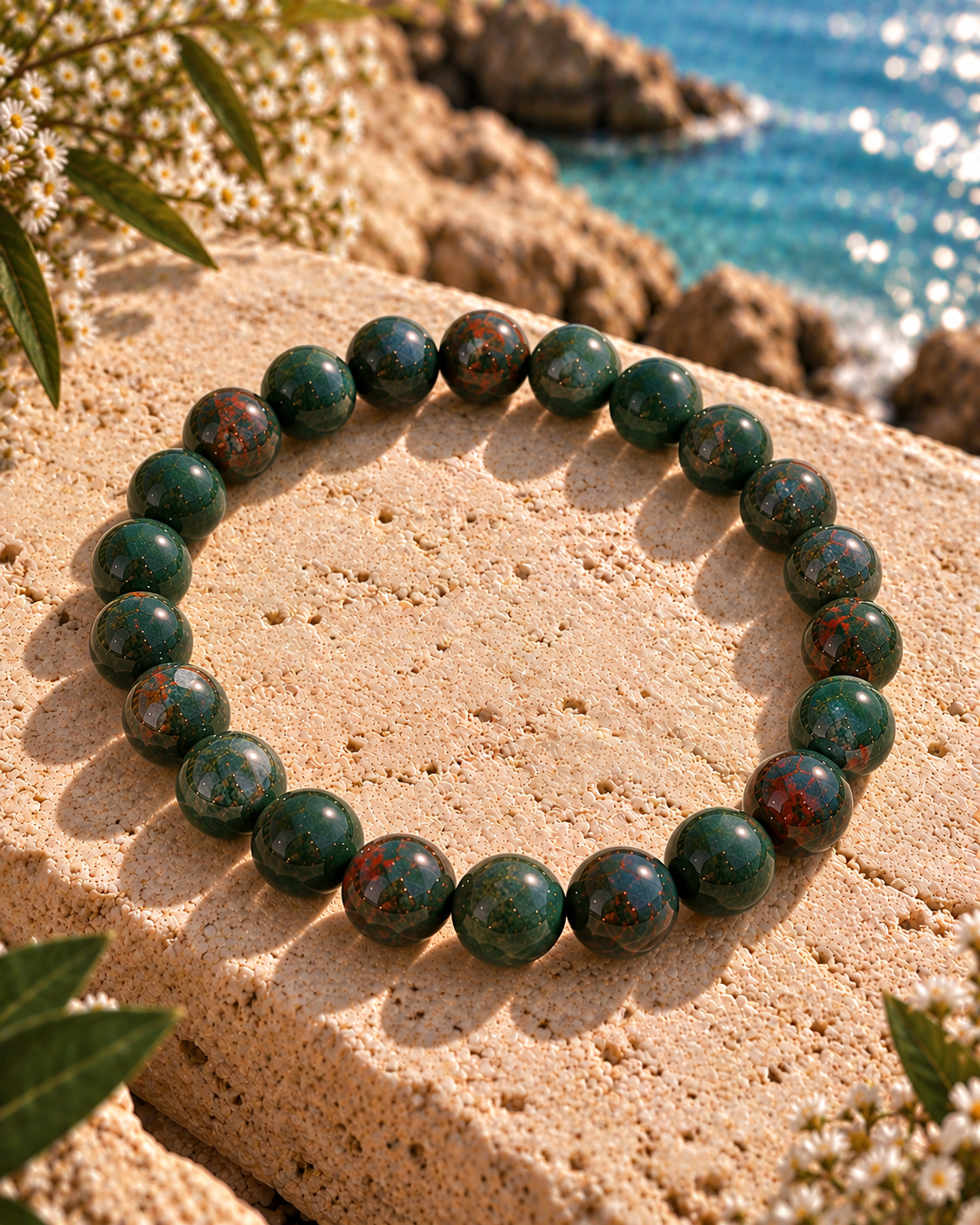 Bloodstone Bracelet – Natural Bloodstone Crystal for Strength & Grounding