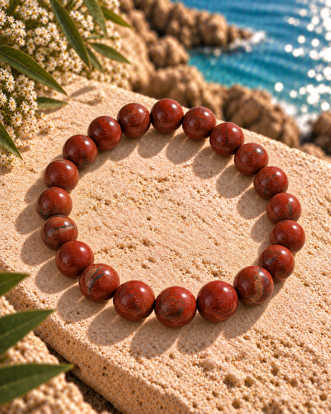 Red Jasper Bracelet – Natural Red Jasper Crystal for Grounding & Strength