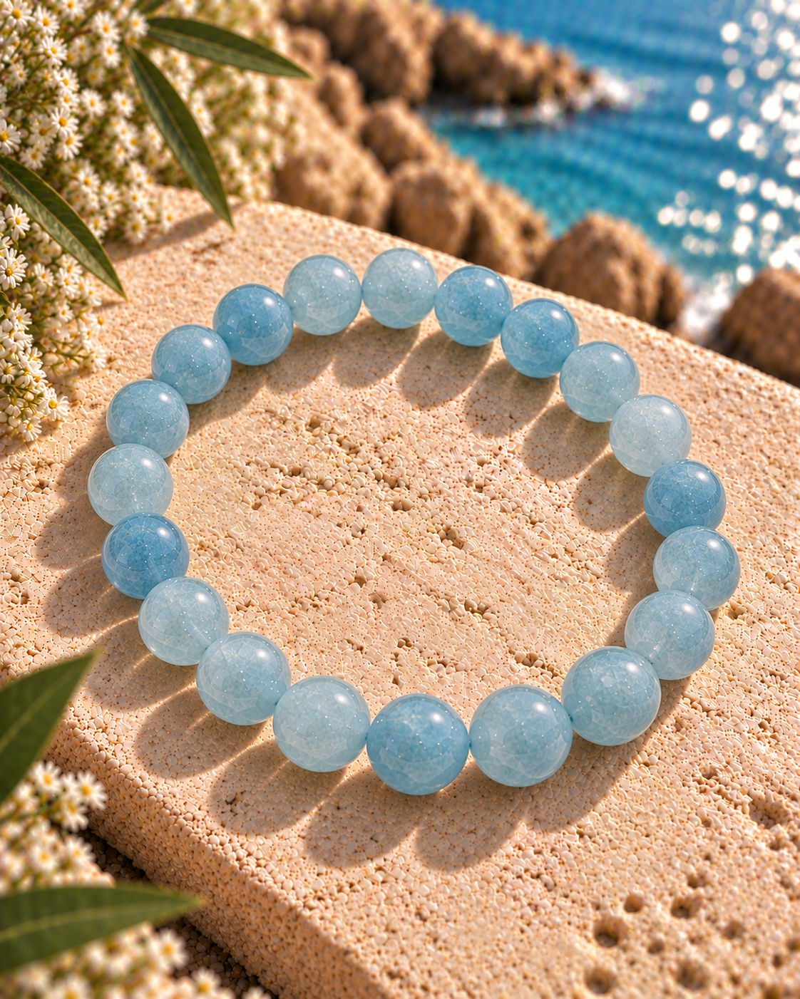 Aquamarine Bracelet – Natural Aquamarine Crystal for Calm & Communication