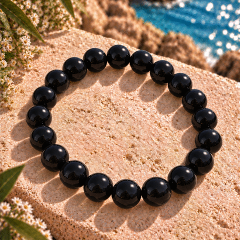 Black Onyx Bracelet – Natural Black Onyx Crystal for Protection & Grounding