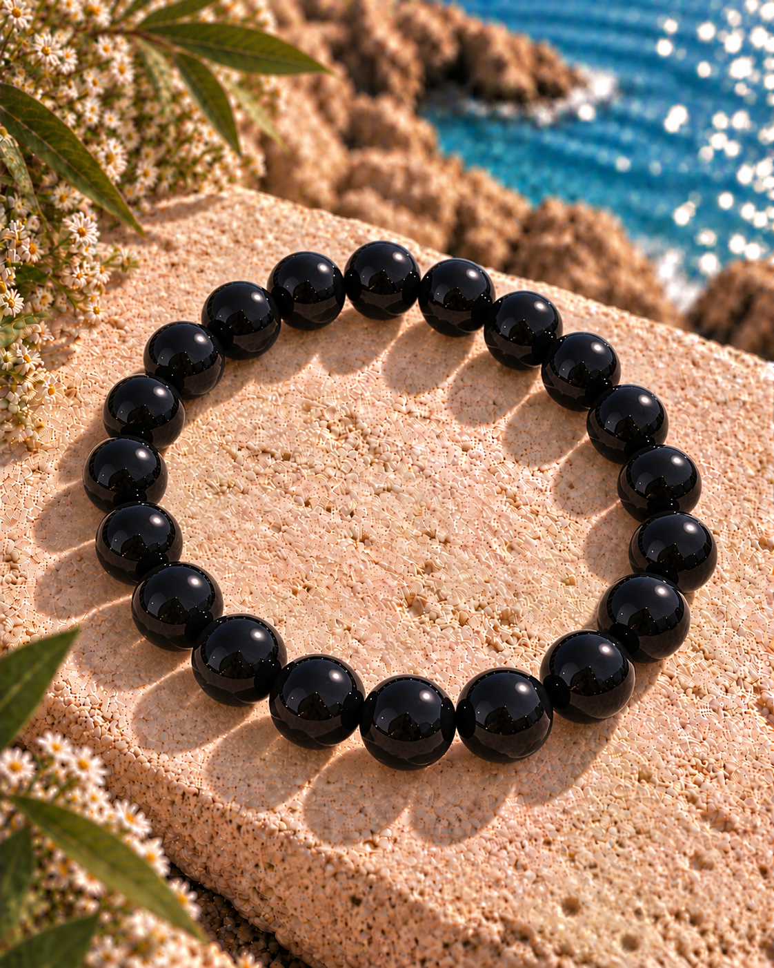 Black Onyx Bracelet – Natural Black Onyx Crystal for Protection & Grounding